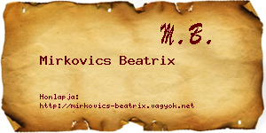 Mirkovics Beatrix névjegykártya
